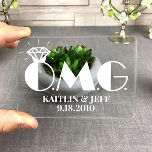 Personalized Clear Acrylic Save the Dates - "OMG" Design