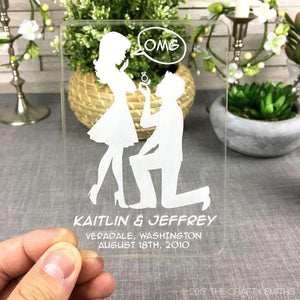 Personalized Clear Acrylic Save the Dates - OMG Silhouettes Design