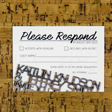 Load image into Gallery viewer, Wedding RSVP Cards - Wood Cut Design