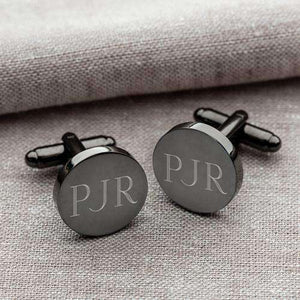 Custom Engraved Round Gunmetal Cufflinks