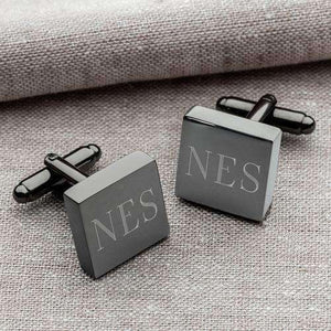 Custom Engraved Square Gunmetal Cufflinks