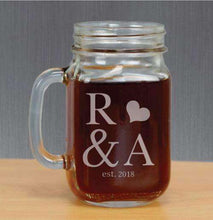 Load image into Gallery viewer, Personalized Mason Jar Glass with Initials and Heart