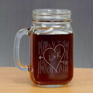 Personalized Heart Bridal Party Mason Jar Glass