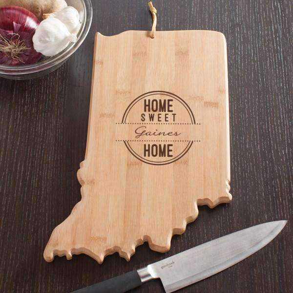 Personalized Indiana State Wood Cutting Board