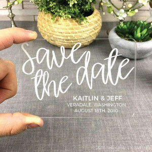 Personalized Clear Acrylic Modern Script Wedding Save the Dates