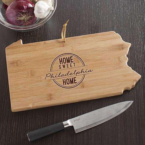 Personalized Pennsylvania State Wood Cutting Board