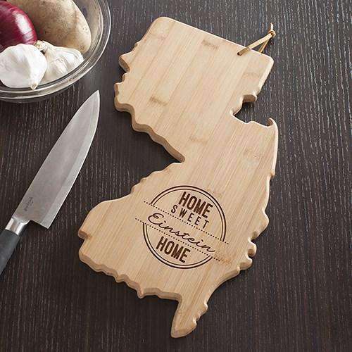 Personalized New Jersey State Wood Cutting Board