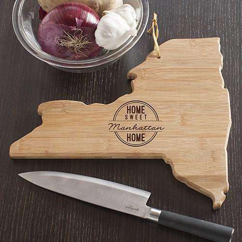 Personalized New York State Wood Cutting Board