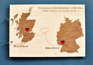 Rustic Wooden Wedding Guestbook World Map Album