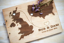 Load image into Gallery viewer, Rustic Wooden Wedding Guestbook World Map Album