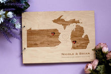 Load image into Gallery viewer, Rustic Wooden Wedding Guestbook World Map Album