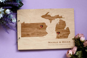 Rustic Wooden Wedding Guestbook World Map Album