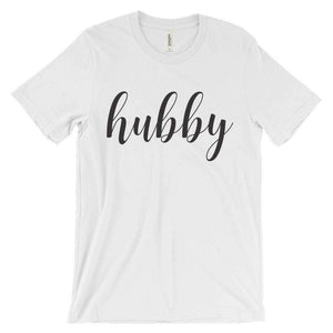 Men's White "Hubby" T Shirt - Sweet Script